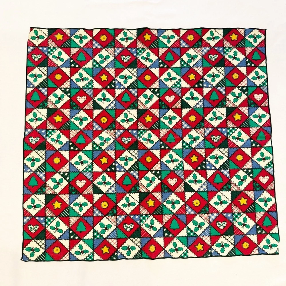 Christmas Tree Holly Star Patchwork Print Napkins Set of 8